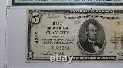 5 1929 Clay City Kentucky Ky Monnaie Nationale Note De La Banque Bill Ch #4217 F15 Pmg