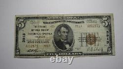 $5 1929 Colorado Springs Colorado Co Monnaie Nationale Banque Note Bill #3913 Fine