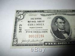 $ 5 1929 Columbia Pennsylvanie Pa Banque Nationale De Billets De Banque Note! Ch. # 3873 Vf