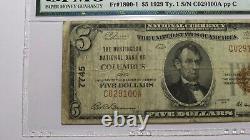 $5 1929 Columbus Ohio Oh National Monnaie Banque Note Bill Ch. #7745 Vf20 Pmg