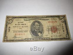 5 $ 1929 Council Bluffs Iowa Ia Billets De Banque En Monnaie Nationale Bill Ch. # 1479 Rare