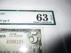 5 $ 1929 Dover Delaware De Note De La Banque Nationale Sur La Monnaie Projet De Loi N ° 1567 Choix Unc 63