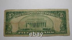$5 1929 East Liverpool Ohio Oh Monnaie Nationale Banque Note Bill Charte #2544