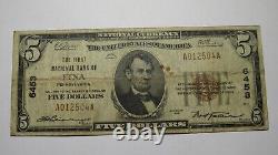 $5 1929 Etna Pennsylvania Pa Monnaie Nationale Banque Note Bill Charte #6453 Rare