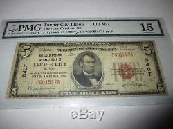 5 $ 1929 Facture De Billet De Banque En Devise Nationale De Farmer City Illinois Il! # 3407 Amende