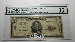 $ 5 1929 Fernandina Floride Fl Banque Nationale Monnaie Note Bill Ch. # 4558 Fin
