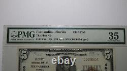 5 1929 Fernandina Floride Fl Monnaie Nationale Banque Note Bill Ch #4558 Vf35 Pmg