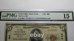 $5 1929 Glens Falls New York Ny National Currency Bank Note Bill Ch #980 F15 Pmg