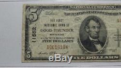 5 $ 1929 Good Thunder Billet De Banque National En Monnaie Du Minnesota Mn Bill N ° 11552 Pmg
