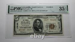 5 1929 Greenville Caroline Du Sud Monnaie Nationale Note De La Banque Bill 10635 Vf35