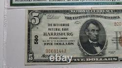 $5 1929 Harrisburg Pennsylvania Ap National Monnaie Banque Note Bill Ch #580 Vf30