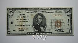 5 1929 Haverhill Massachusetts Ma Banque Nationale De Devises Note Bill Ch. #481 Vf+
