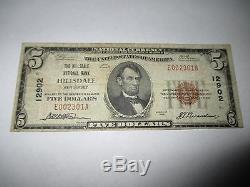 5 $ 1929 Hillsdale New Jersey Nj Monnaie Nationale Note De Banque # 12902 Rare
