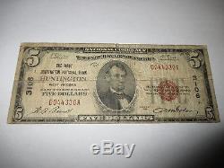 5 $ 1929 Huntington Virginie-occidentale Wv National Currency Bank Note Bill! # 3106 Rare
