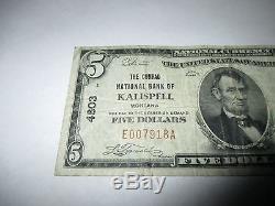 5 $ 1929 Kalispell Montana Mt Note De La Banque Nationale De Billets Bill Ch. # 4803 Fine