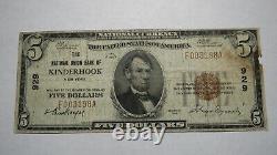 $5 1929 Kinderhook New York Ny Banque De Monnaie Nationale Note Bill! Ch. N° 929 Rare