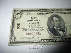 5 $ 1929 Koppel Pennsylvanie Pa Monnaie De Banque Nationale Note Bill Ch # 11938 Amende