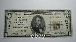 5 1929 $ La Grande Oregon Ou Charte De Billets De Banque De Monnaie Nationale #13602 Vf+