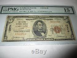 $ 5 1929 Lakeland Floride Floride Devise De La Banque Nationale Bill Bill! Ch # 13370 Fine Pmg