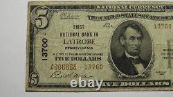 $5 1929 Latrobe Pennsylvania Ap National Monnaie Banque Note Bill! #13700 Rare