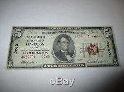 5 $ 1929 Lewiston Maine Me Billet De Banque National! Ch. # 2260 Vf