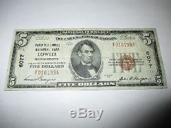 5 $ 1929 Lowell Massachusetts Ma Note De La Banque Monétaire Nationale Bill! Ch # 6077 Fine