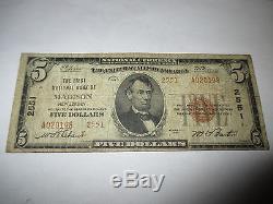 5 $ 1929 Madison New Jersey Nj Note De La Banque Nationale De Billets Bill Ch. # 2551 Rare
