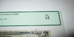 5 $ 1929 Marquette Michigan MI Billets De Banque Nationaux Billets Bill Ch # 12027 Amende 15