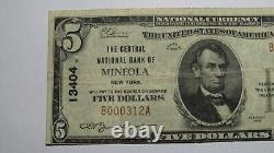 5 1929 Mineola New York Ny Banque De Monnaie Nationale Note Bill Ch. #13404 Vf+