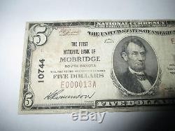 5 $ 1929 Mobridge South Dakota Sd Note De La Banque Nationale De Billets De Banque! # 10744 Fine