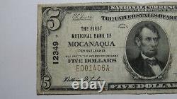 5 1929 Mocanaqua Pennsylvania Ap Banque Nationale De Devises Note Bill Ch. #12349