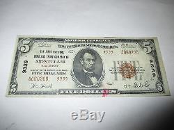 5 $ 1929 Montclair New Jersey Nj Note De La Banque Nationale De Billets Bill Ch. # 9339 Vf