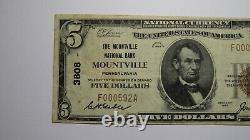 $5 1929 Mountville Pennsylvania Ap National Monnaie Banque Note Bill! Ch #3808 Vf