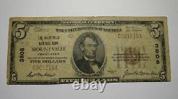 $5 1929 Mountville Pennsylvanie Ap National Monnaie Banque Note Bill #3808 Rare