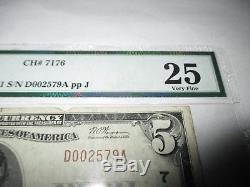 5 1929 $ Napa Californie Ca National Monnaie Billet De Banque Bill Ch. # 7176 Vf 25 Pmg