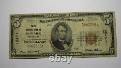 5 1929 Newark New Jersey Nj Monnaie Nationale Banque Note Bill Ch #12771 Rare
