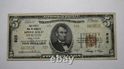 $5 1929 Newton New Jersey Nj Monnaie Nationale Banque Note Bill! Ch. N° 925 Vf