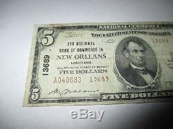 5 $ 1929 Nouvelle-orléans Louisiane La Banque Nationale Monnaie Note Bill Ch # 13689 Vf