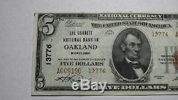 $ 5 1929 Oakland Maryland MD Banque Nationale Monnaie Note Bill Charte # 13776 Xf +