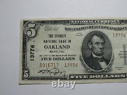 5 $ 1929 Oakland Maryland MD National Bank Note Bill Ch. # 13776 Xf ++++