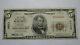 $5 1929 Oneonta New York Ny National Currency Bank Note Bill! Ch. #8920 Rare