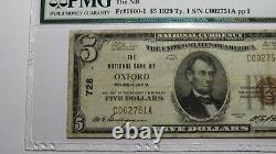 5 1929 Oxford Pennsylvania Ap National Monnaie Banque Note Bill Ch #728 Vf20 Pmg