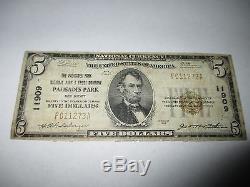 5 1929 $ Palisades Park New Jersey Nj Billets De Banque En Monnaie Nationale Projet De Loi # 11909