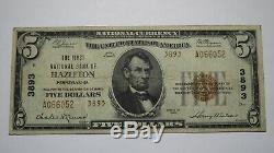 $ 5 1929 Pennsylvania Hazleton Pa Banque Nationale Monnaie Note Bill Ch. # 3893 Vf
