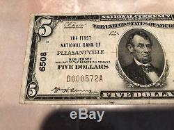 5 $ 1929 Pleasantville New Jersey Banque Nationale De Devises Note Difficile À Trouver! Agréable