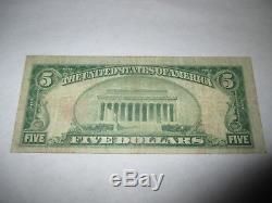 5 $ 1929 Pleasantville New Jersey Nj Banque De Billets De Banque N ° 12510 Fine