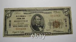 $5 1929 Pleasantville New Jersey Nj Monnaie Nationale Note De La Banque Bill #12510 Fine