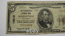 $5 1929 Pleasantville New Jersey Nj Monnaie Nationale Note De La Banque Bill #12510 Fine