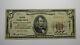 5 $ 1929 Point Pleasant West Virginia Wv National Monnaie Bank Note Bill #13231