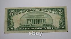 5 $ 1929 Portland Maine Me Monnaie Nationale Banque Bill Charte #221 Vf+